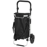 Carrello della spesa pieghevole da 40 L su ruote con manico telescopico, 45,5x35,5x97cm, Nero