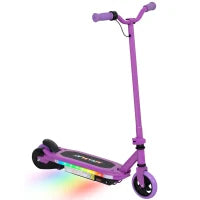 Monopattino elettrico per bambini 6-14 anni, velocità massima 10 km/h, luci LED colorate, freno elettrico, viola