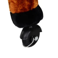 Cavallo a Dondolo per Bambini 2+ Anni con 4 Rotelle e Suoni Realistici, Dondolo per Bambini Imbottito con Poggiapiedi, 65x28x75 cm, Marrone