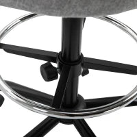 Sedia da Ufficio con Seduta Alta Regolabile 105-125H cm, Sgabello da Ufficio Girevole 360°, Lino, Grigio