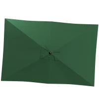 Telo di Ricambio per Ombrellone Rettangolare 3x2 m a 6 Stecche, Poliestere Anti UV 50+, Verde