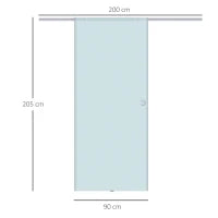 Porte Scorrevoli in Vetro Satinato da Interni con Binario B3 in Alluminio per Bagno Cucina Studio 205x90x0,8cm