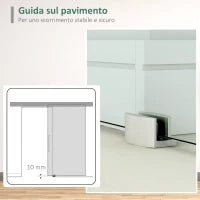 Porta Scorrevole Interna in Vetro Smerigliato con Binario B1 e Maniglia per Bagno Cucina Studio Vetro 205x 77,5x 0,8cm