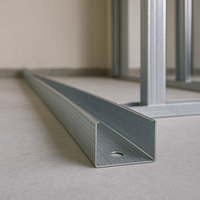 Guida u standard 2 m profilo preforato sp 0,6 mm fissaggio cartongesso 2 pezzi *** misure 28 x 16 x 28 mm, confezione 1