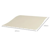 Telo di Ricambio per Pergola da Giardino 2.5x3 m con 8 Fori di Drenaggio, in Poliestere, 297x243 cm, Beige