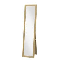 Specchio con Cornice in MDF con Piedini e Ganci per Utilizzo a Muro o a Parete, 37x40x155 cm