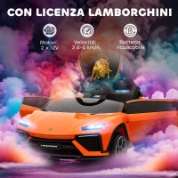 Macchina Elettrica per Bambini Licenza Lamborghini con Clacson e Telecomando, 101.5x49x43 cm, Arancione