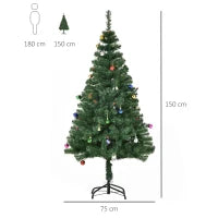 Albero di Natale 150cm con 420 Rami in PVC Ignifughi, Albero di Natale con Decorazioni e Rami Folti, Verde