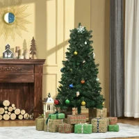 Albero di Natale 150cm Artificiale Pieghevole con Base Rimovibile, 454 Rami, in PVC e Acciaio, Verde