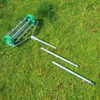 Rastrello Scarificatore con Ruote da Giardino Ferro zincato 135×42×15cm Verde, argento