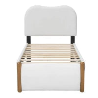 Letto imbottito 90x200 cm con letto estraibile, senza materasso, Bianco