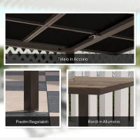 Tavolo da Giardino Allungabile da 160-240 cm per 6-8 Persone Rettangolare in Acciaio e Alluminio, Effetto Legno