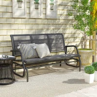 Panchina a Dondolo da Giardino a 3 Posti in Metallo e Tessuto a Rete Traspirante, 147x70x85cm, Grigio