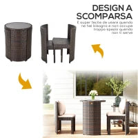 Set Tavolino Sedie da Esterno e Giardino in Rattan Marrone e Beige