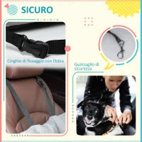 Seggiolino Auto per Cani Piccoli Sfoderabile e Lavabile con Cinghie di Sicurezza, Grigio Scuro