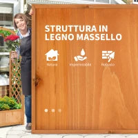 Fioriera da Esterno a Fondo Cavo in Abete Marrone con Arco Decorativo e Grate per Rampicanti, 83x36x152 cm