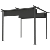 Pergola da Giardino 3 x 3 m con Tetto Regolabile, Struttura in Metallo, Protezione UPF30+, Pergola per Veranda o Terrazza, Grigio Scuro
