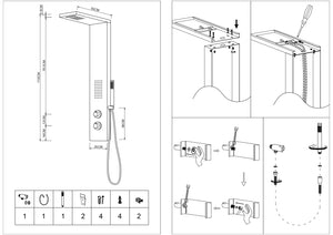 Colonna doccia attrezzata fresh in acciaio inox con cascata bagno h115xl20xp50 *** finitura- cromo lucido, confezione 1