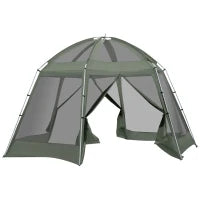 Tenda da Campeggio a 2 Ingressi per 6-8 Persone con Borsa, Funi e Picchetti, 493x493x240 cm, Verde