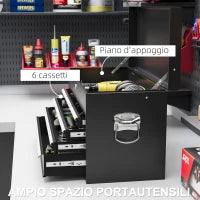 Cassetta per Attrezzi a 6 Cassetti in Acciaio con Serratura, 60x26x34cm, Nero