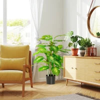 Pianta Artificiale Sempreverde con Vaso Φ17x14.5 cm Nero per Interni, Altezza Pianta 95 cm