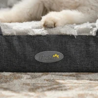 Lettino per Cani Taglia Media Imbottito con Cuscino Rimovibile Lavabile, 90x69x21cm, Grigio Carbone