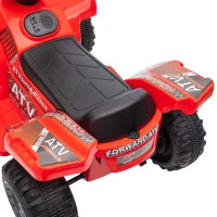Quad Elettrico per Bambini con Batteria Ricaricabile 6V, Pulsante Acceleratore, Età 18-36 Mesi, 70x42x45cm, Rosso