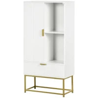 kleankin Mobiletto Bagno Moderno con Armadietto, Cassetto e Mensola Regolabile, 60x30x120cm, Bianco