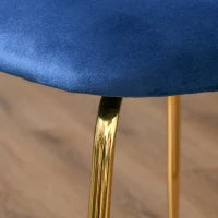 Set di 2 Sedie da Cucina Sedie da Pranzo con Schienale Tessuto Poliestere Gambe in Metallo Blu+Oro 52 x 52 x 81 cm