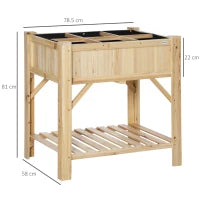 Letto per Orto Rialzato con 6 Scomparti in Legno di Abete, 78.5x58x81cm