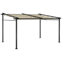 Pergola Retrattile 4 x 3 m, Struttura in Metallo con Finitura Epossidica Anticorrosione, Telo in Poliestere 180 g/m², Beige