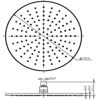 Soffione doccia tondo ottone cromato 8 mm spessore effetto pioggia varie misure bagno *** misure diam. 250x8 mm 100 u...
