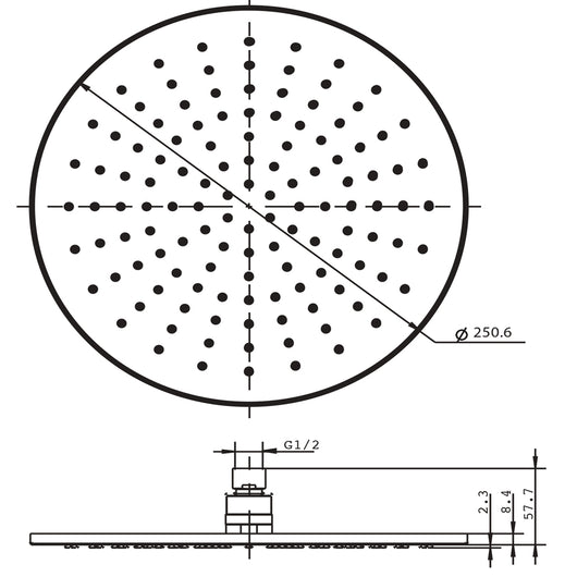 Soffione doccia tondo ottone cromato 8 mm spessore effetto pioggia varie misure bagno *** misure diam. 250x8 mm 100 u...