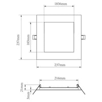 Faretto LED incasso pannello quadrato slim DMX RGB multicolore luce calda 24V impermeabile cromoterapia box doccia bagno 23W foro 155x155