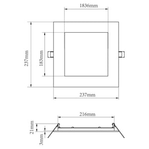 Faretto LED incasso pannello quadrato slim DMX RGB multicolore luce calda 24V impermeabile cromoterapia box doccia bagno 23W foro 155x155
