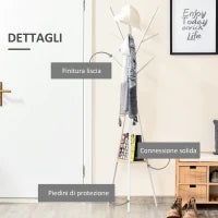 Appendiabiti da Terra Verticale Moderno per Ingresso, 45x45x180cm, Bianco