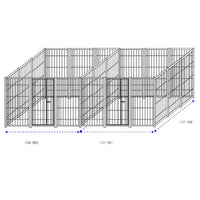 2 box uniti per cani da esterno con zincatura a caldo ciascuno da 300x300xh180 cm