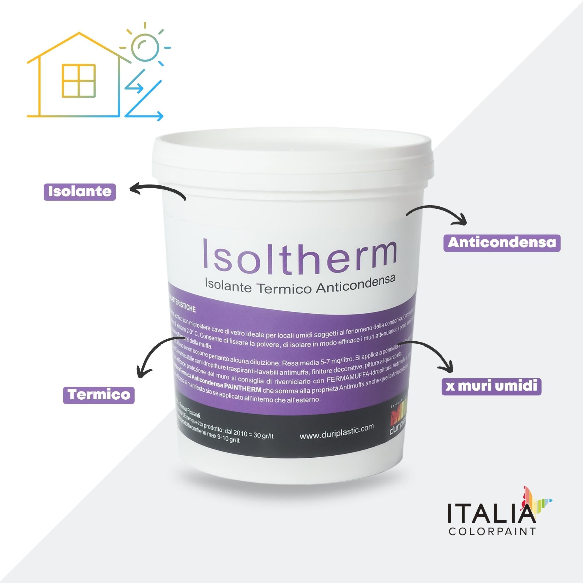 Isoltherm fissativo murale termoisolante anticondensa isolante aggrappante *** formato 5 lt, confezione 1