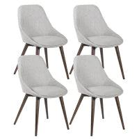 E-STYLO Sedia da pranzo in tessuto grigio chiaro con gambe e struttura in massello di noce, 58cm X 49cm H. 85cm.