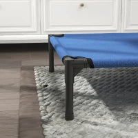 Cuccia Lettino per Cani Rialzato Pieghevole per Interno ed Esterno in Metallo e Tessuto Oxford, 76x61x18 cm, Blu