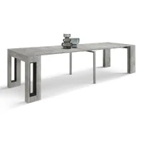 PAZZO DESIGN Tavolo Consolle Allungabile con porta prolunghe, Grigio Cemento, Made in Italy, da 45 a 300 cm