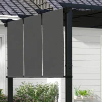 Pergola con 3 Teli Scorrevoli 3L x 3l m, Struttura in Metallo Epoxi Anticorrosione, Tessuto in Poliestere, Grigio