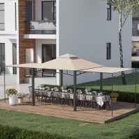 Gazebo da Giardino 3x3 m con Tenda Parasole Laterale, Altezza 288 cm, Cachi