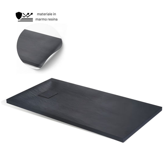 Piatto doccia antracite mineral marmo resina antiscivolo h4 cm *** misure l140 x p90 x h4 cm, confezione 1