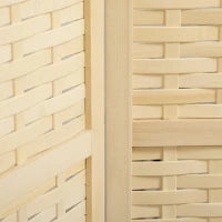 Paravento Separé da Interno a 4 Ante in Legno e Bambù, Pieghevole e Salvaspazio Altezza 170cm, Marrone