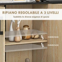 Credenza Moderna con 2 Armadietti e 2 Cassetti in Legno, 90x30x75.5cm, Noce e Nero
