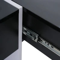 Elegante Tavolino da Caffè Lucido con Vano Portaoggetti Integrato e 4 Cassetti, 70×70×35 cm, Nero e Bianco