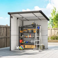 Capanno da Giardino 1,9 x 1,9 m in Plastica, con Porte Bloccabili e 2 Aperture di Ventilazione, Grigio Scuro