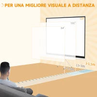 Telo Proiettore da 120" Formato 4:3 in Tessuto a Rete, Plastica e Metallo con Treppiedi, 244x190 cm, Bianco
