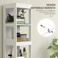 Mobile Bagno con 3 Ripiani Aperti e 2 Cassetti in Legno, 30x30x141.2 cm, Bianco